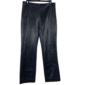 Searle Black Straight Leg Genuine Leather Pants Size 10
